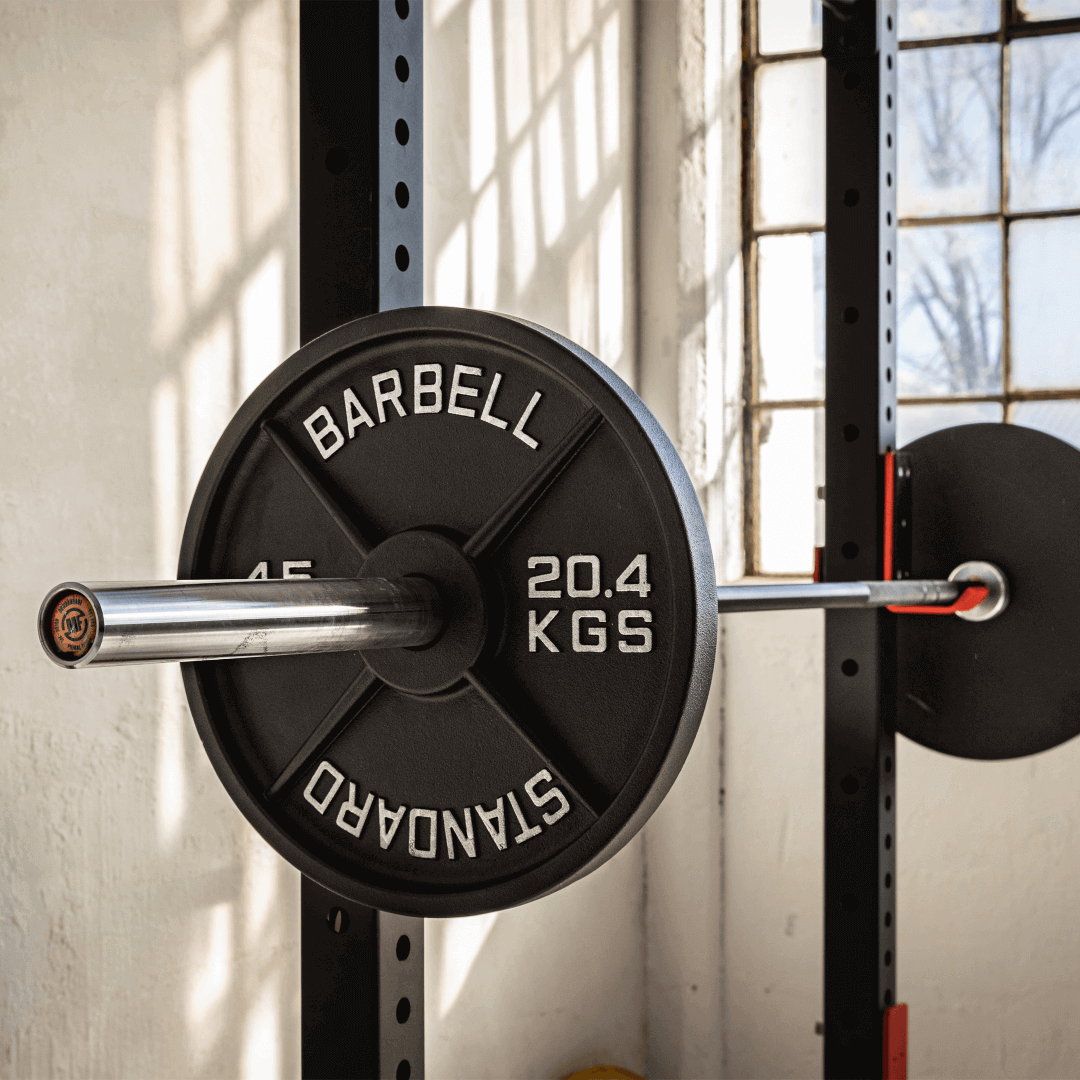 Mighty Fitness Cast Iron plate with Olympic barbell