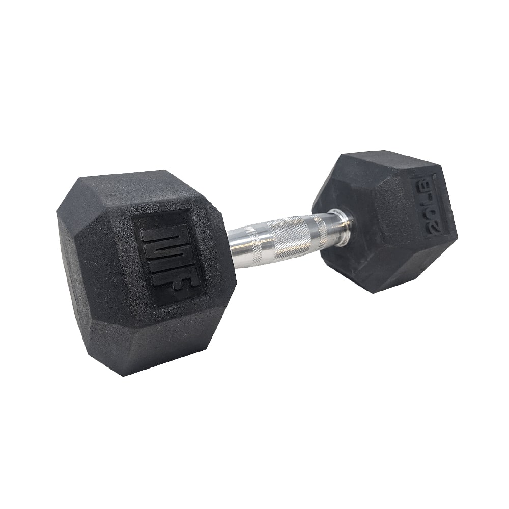Mightyfitness HEX Dumbbells - Weight Training - Rubber Hex _ Mighty Fitness 20lbs
