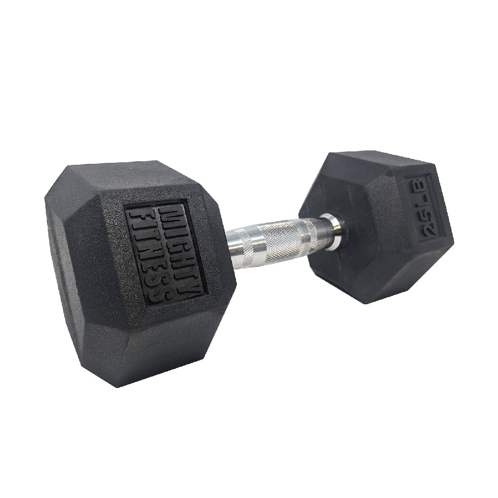 Mightyfitness HEX Dumbbells - Weight Training - Rubber Hex _ Mighty Fitness 25lbs