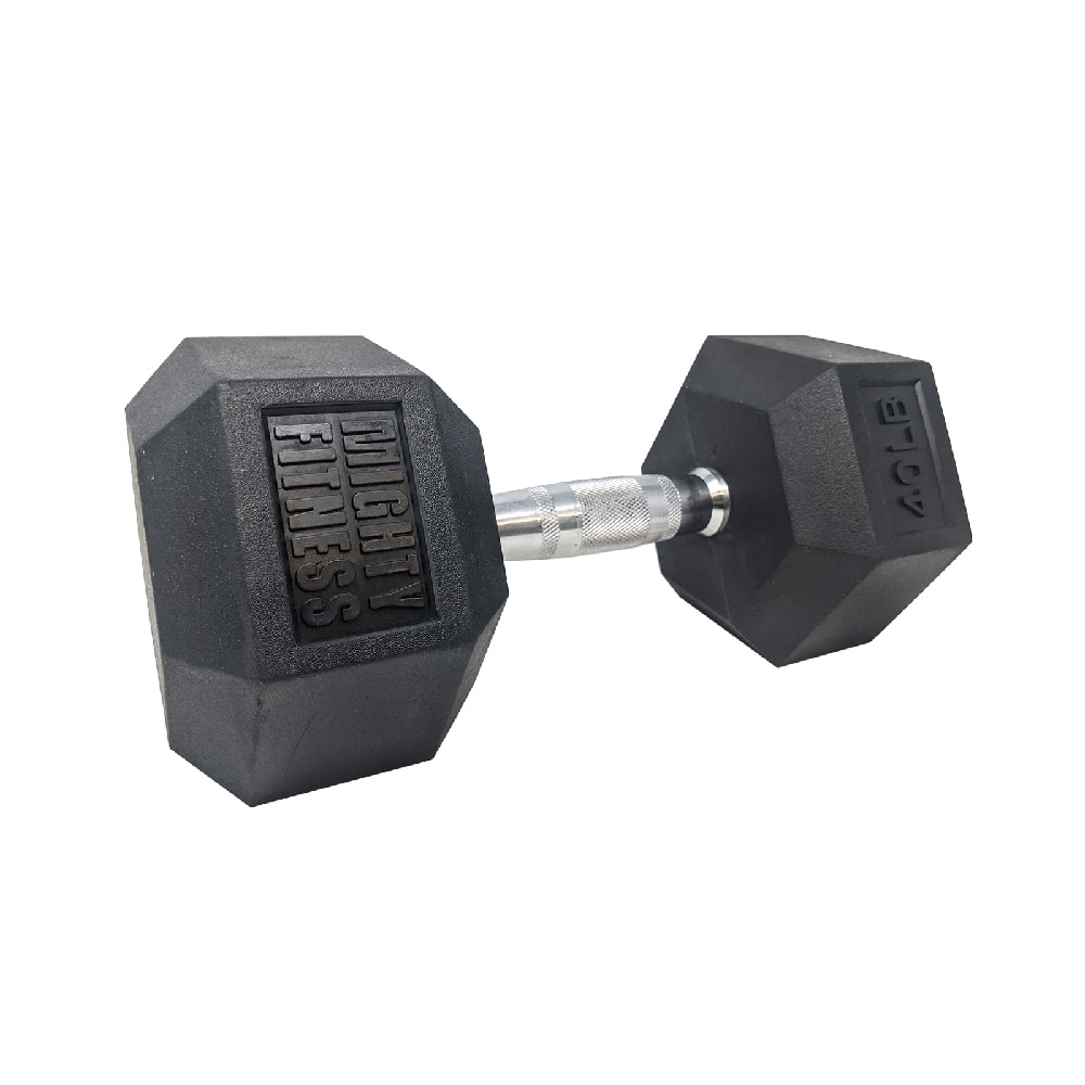Mightyfitness HEX Dumbbells - Weight Training - Rubber Hex _ Mighty Fitness 40lbs