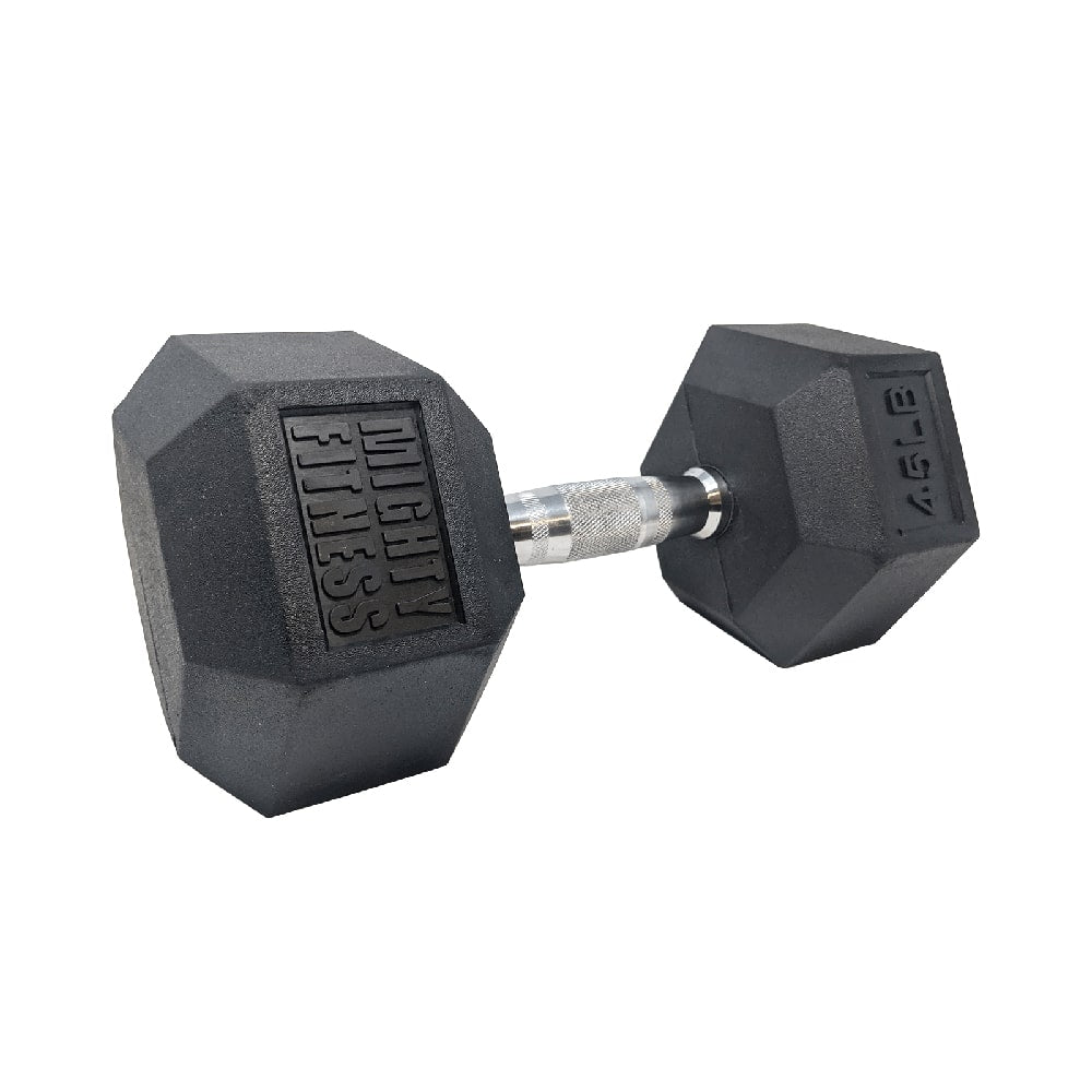Mightyfitness HEX Dumbbells - Weight Training - Rubber Hex _ Mighty Fitness 45lbs