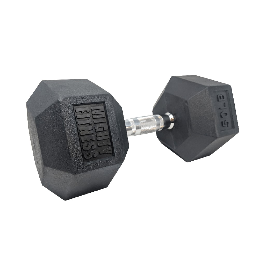 Mightyfitness HEX Dumbbells - Weight Training - Rubber Hex _ Mighty Fitness 50lbs
