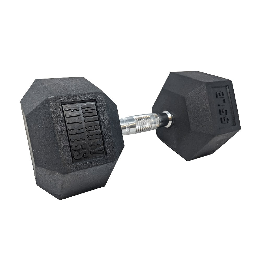 Mightyfitness HEX Dumbbells - Weight Training - Rubber Hex _ Mighty Fitness 55lbs