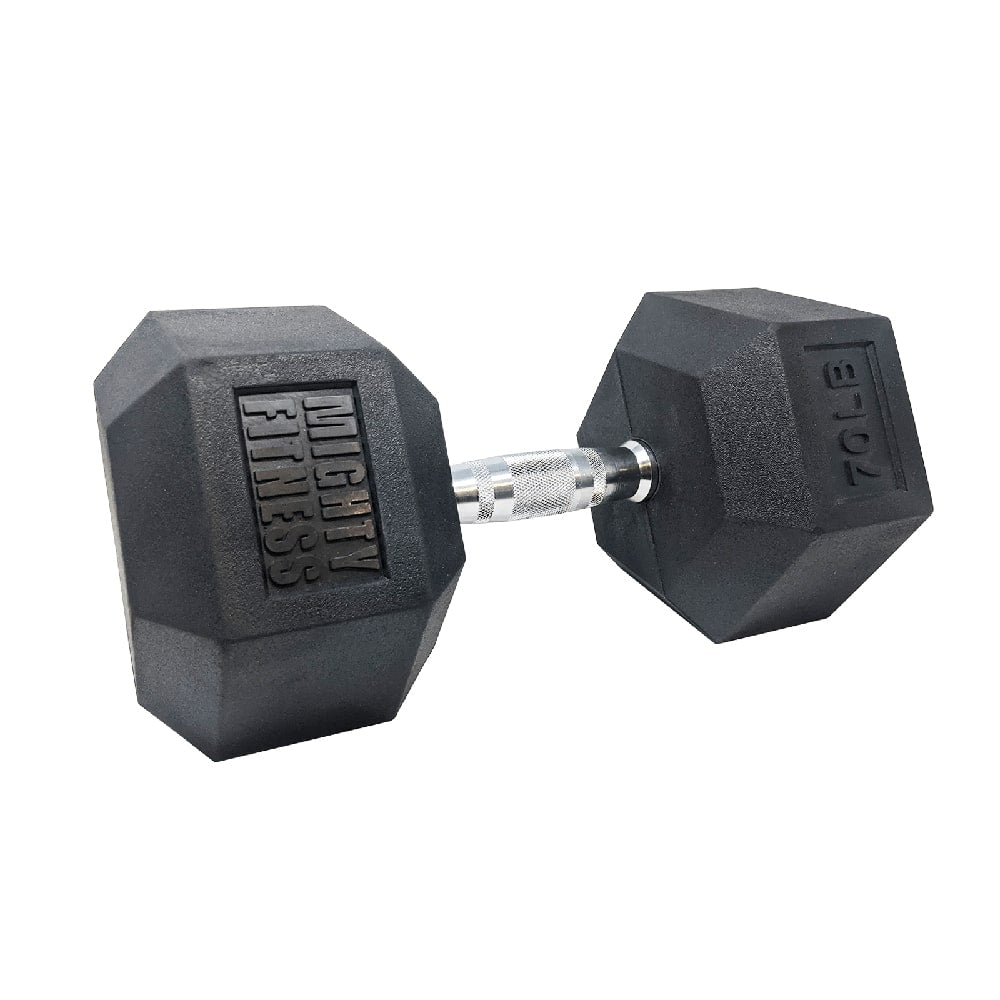 Mightyfitness HEX Dumbbells - Weight Training - Rubber Hex _ Mighty Fitness 75lbs