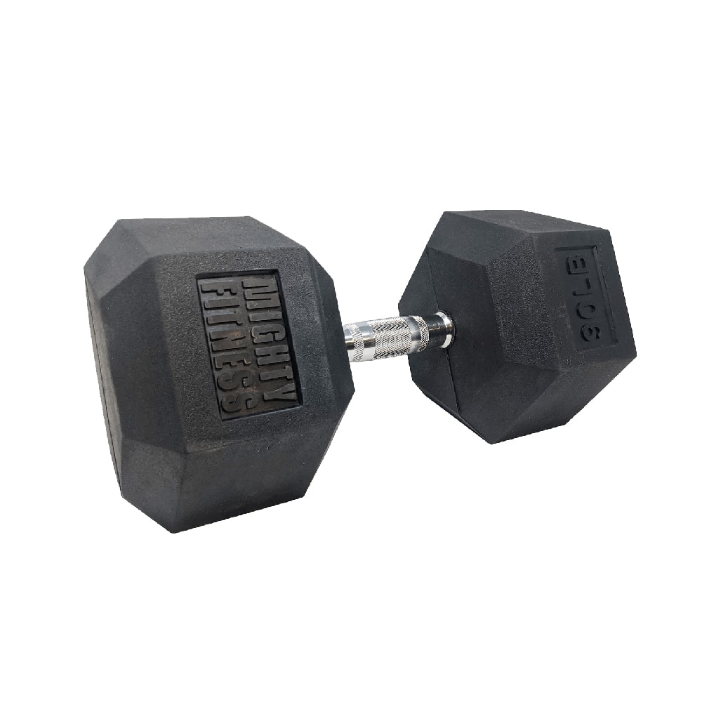 Mightyfitness HEX Dumbbells - Weight Training - Rubber Hex _ Mighty Fitness 90lbs
